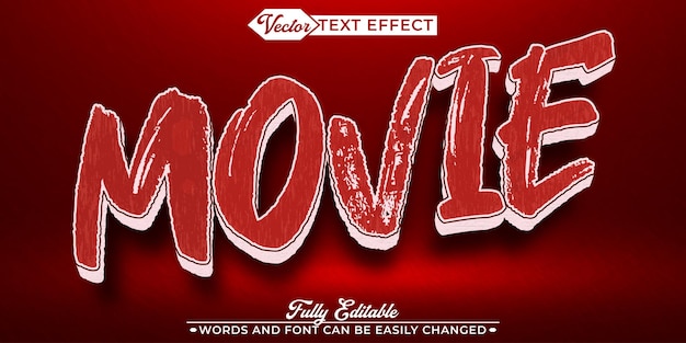 Шаблон редактируемых текстовых эффектов Red Movie Vector