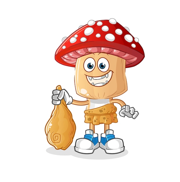 Vector red mushroom head cartoon ancient cartoon mascot vector