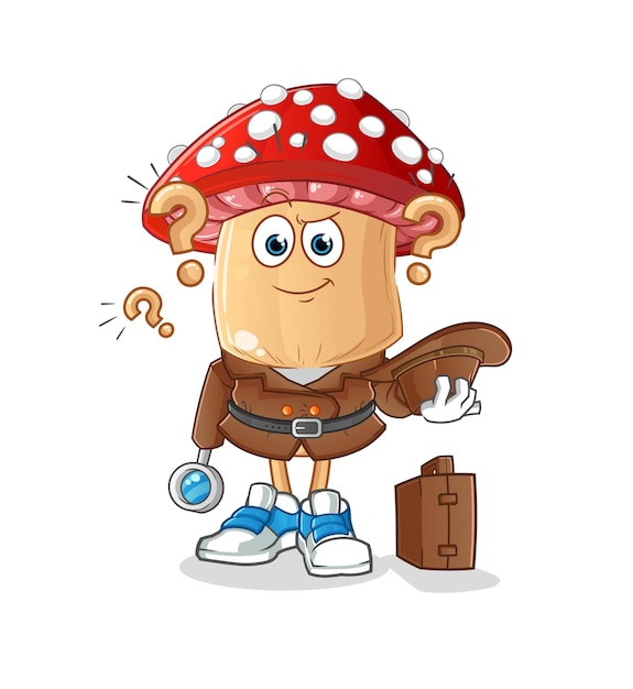 Red mushroom head cartoon detective vector cartoon character