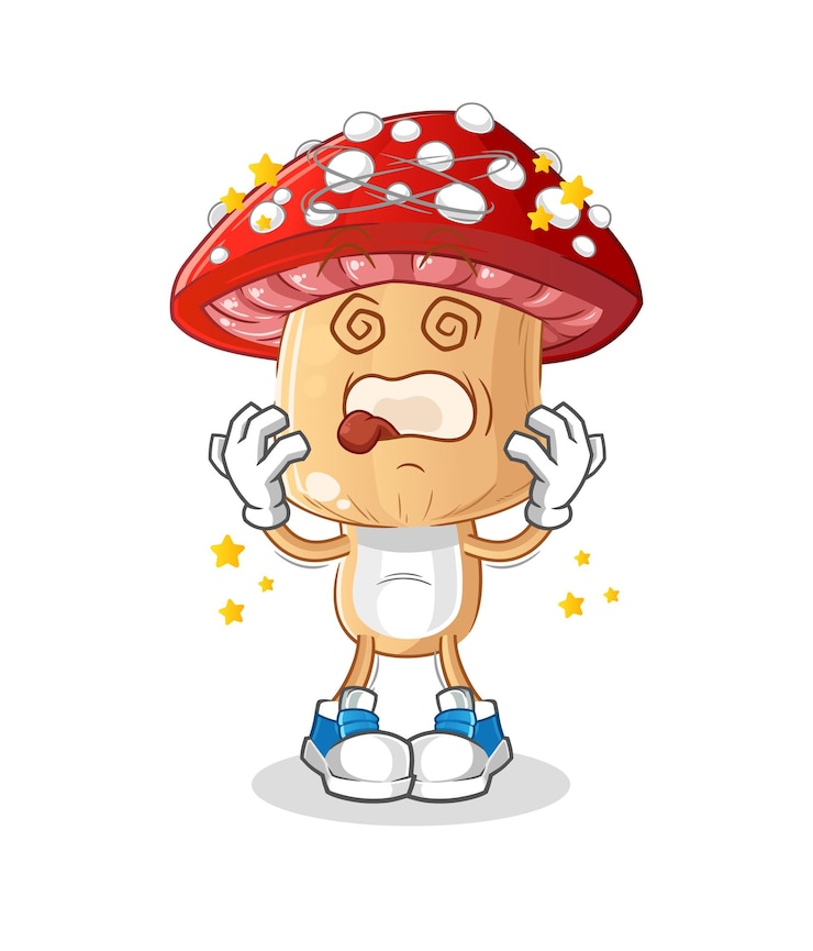 वेक्टर red mushroom head cartoon dizzy mascot. cartoon vector