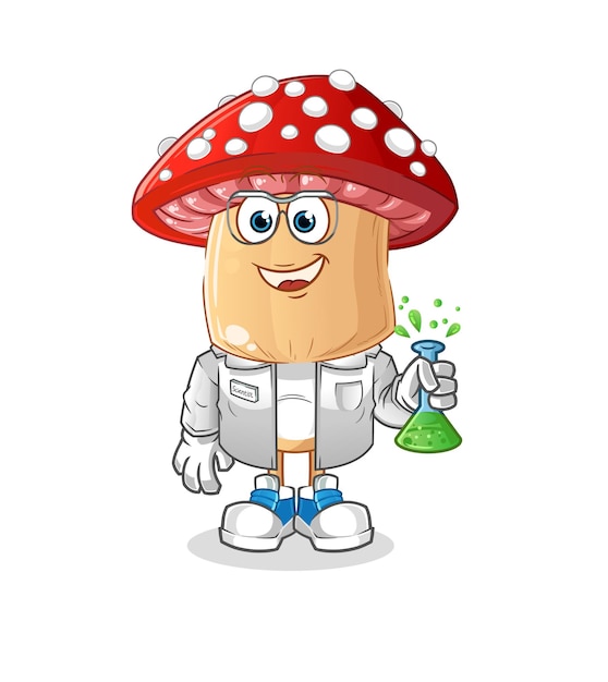 Red mushroom head cartoon scientist character. cartoon mascot vector