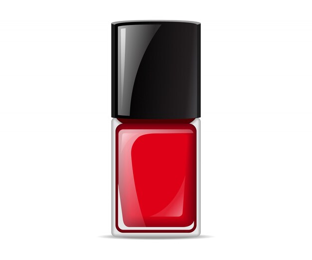 Red nail lacquers contained in bottle