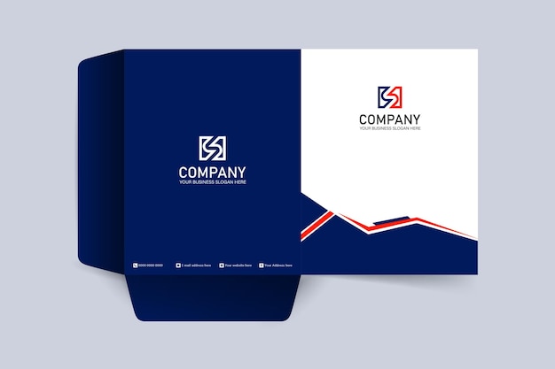 Red and nave blue presentation folder design for your business