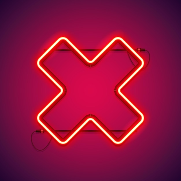 Red neon close cross shape