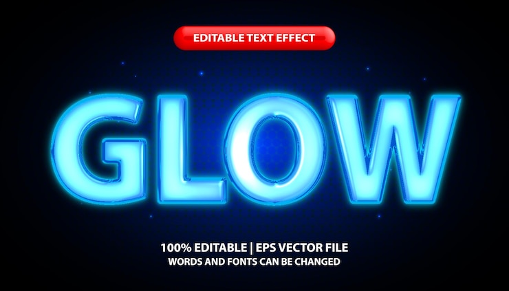 Vector red neon glow editable text effect style