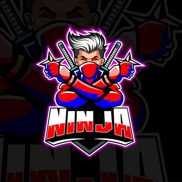 Vector red ninja mascot for sports esports twitch gaming logo