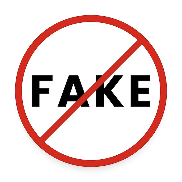 Значок Red No Fake Sign с векторной иллюстрацией Shadow