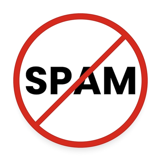 Значок Red No Spam Stop Scam Sign с векторной иллюстрацией Shadow