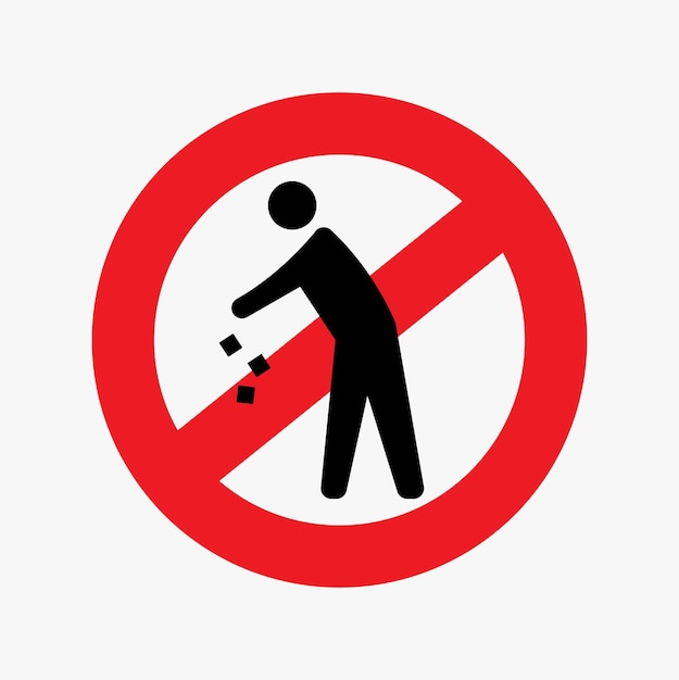 Красный знак «Не выбрасывать мусор»