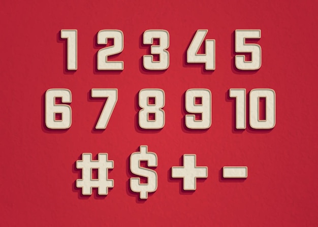 Red numbers set vector