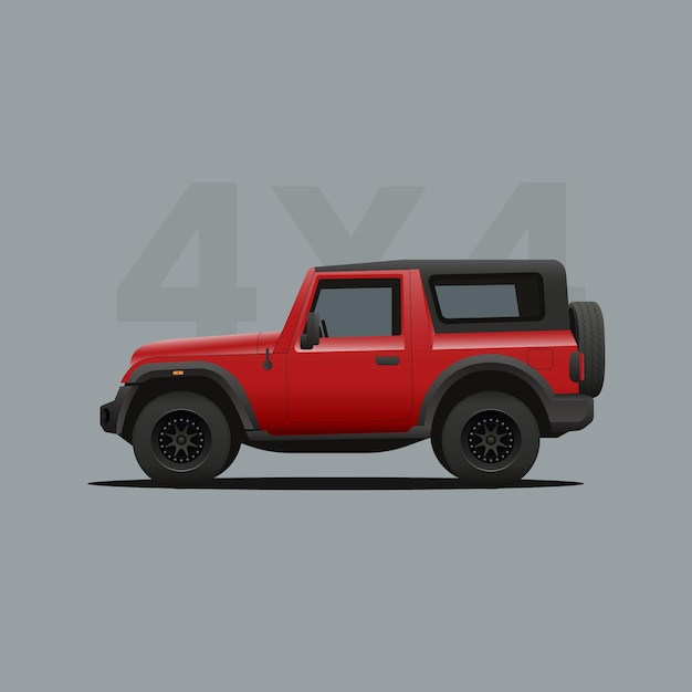 Вектор red offroad suv jeep автомобиль