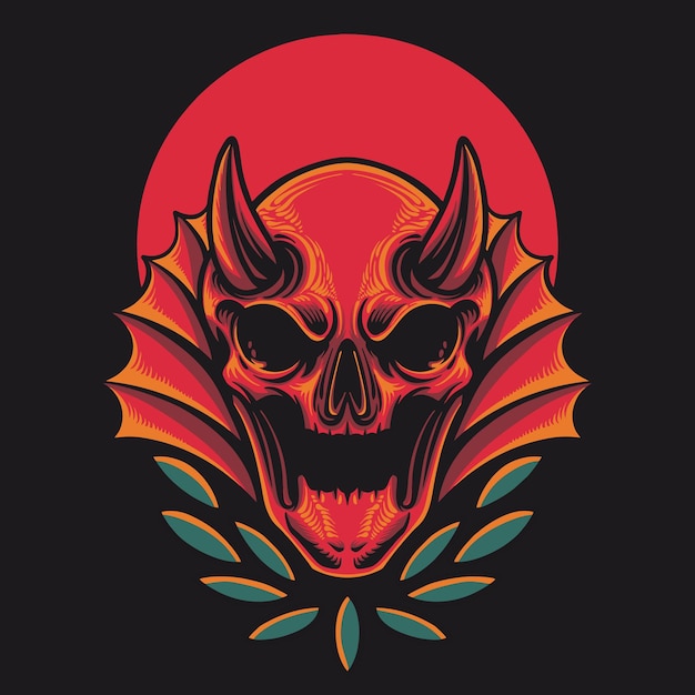 Vector red oni mask devil vector illustration