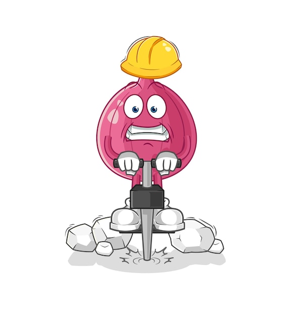 Red onion drill the ground cartoon character vector