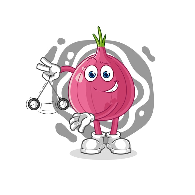 The red onion hypnotizing cartoon cartoon mascot vector