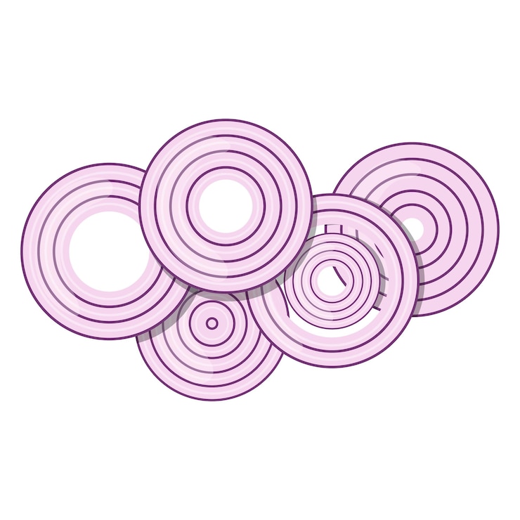 Vector red onion rings isolated vector illustration on a white background
