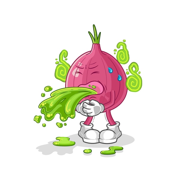 Vector the red onion throw up cartoon cartoon mascot vector