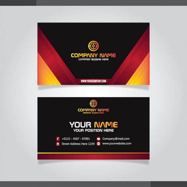 Red and Orage Abstract business card template