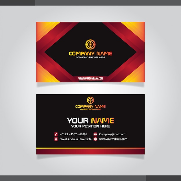 Red and Orage Abstract business card template