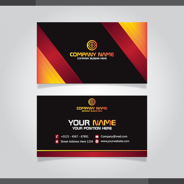 Vector red and orage business card template