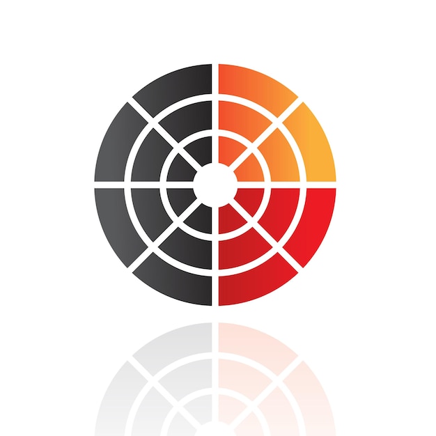 Red orange and black abstract radar logo icon