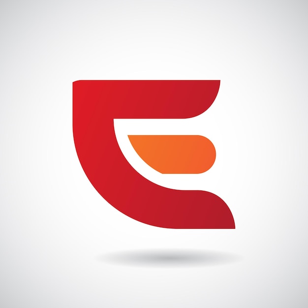 Red and Orange Bold Thick Round Logo Icon of Letter E