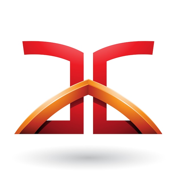 A と G の赤とオレンジの橋文字のベクトル図