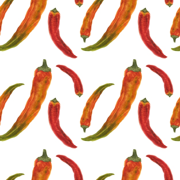 Red and orange chili peppers seamless pattern