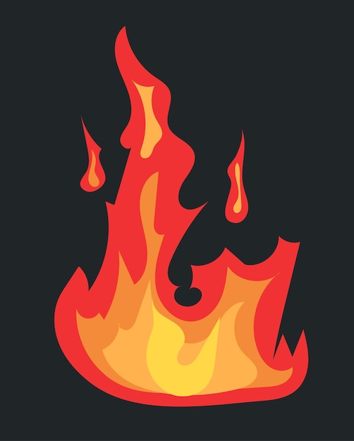 Vector red and orange colors fire effect for bonfire or campfire vector illustration in comic cartoon design