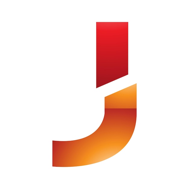 Vector red and orange glossy split shaped letter j icon