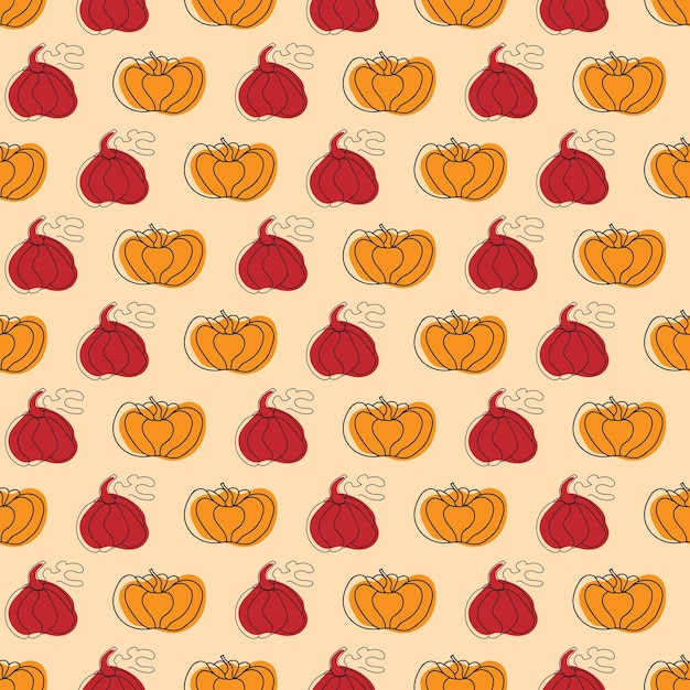 Vector red and orange pumpkin pattern halloween patterns with vegetables isolated vector