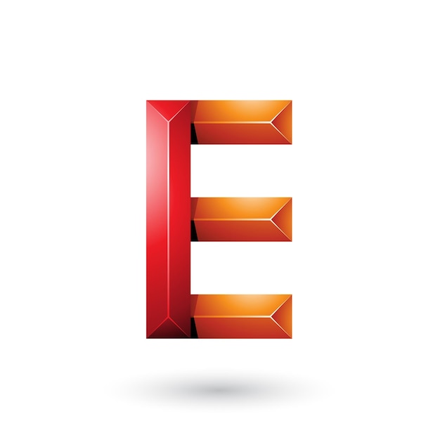 Vector red and orange pyramid like geometrical letter e vector illustration