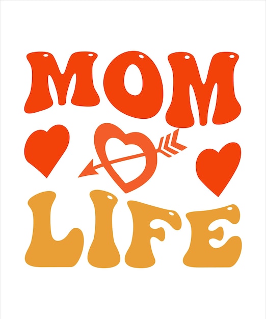 A red and orange sign that says mom and life.