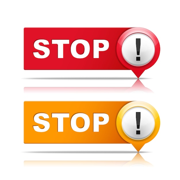 Red and orange stop signs with exclamation marks vector eps10 illustration