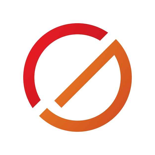 Vector red and orange thin round letter g icon