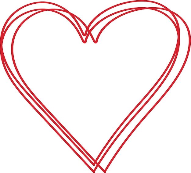 Vector red outline heart art love romantic illustration