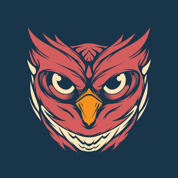 Vector red owl head vector illustration