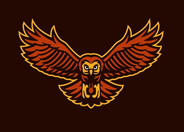 Red owl mascot spreading the wings