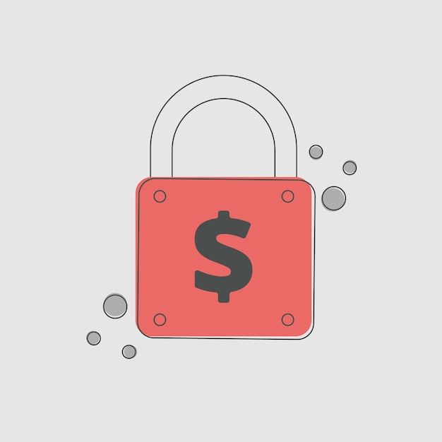 A red padlock with a dollar sign on it Vector illustration concept and graphic design