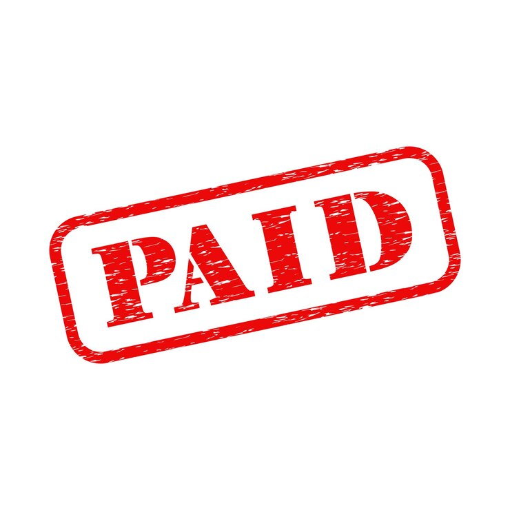 Vector red paid rubber stamp vector design