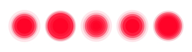 赤い痛みの円の痛みを伴う領域の痛みのスポット。鎮痛剤医療用の痛みの局在化マーク。