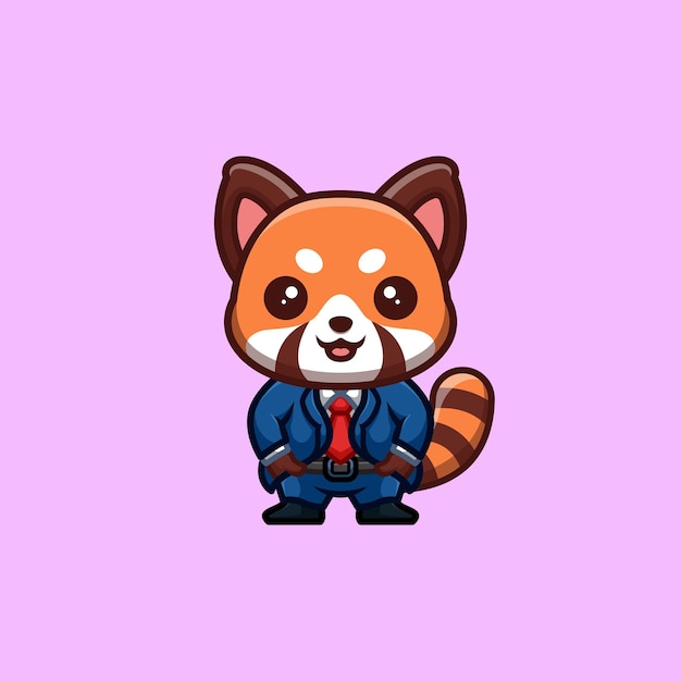 Red Panda Business Cute Creative Kawaii Cartoon Mascot Logo