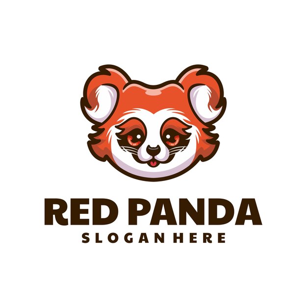 Vector red panda cartoon character logo