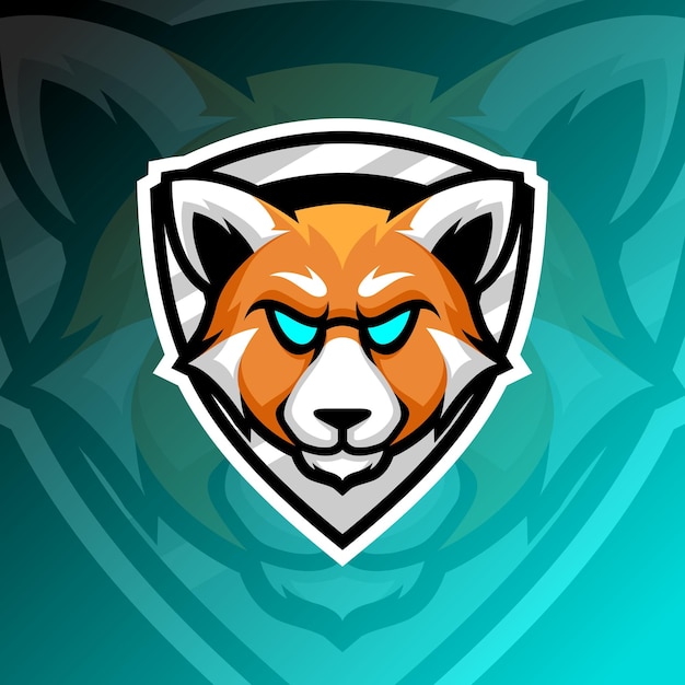 Logo esport della mascotte della testa del panda rosso