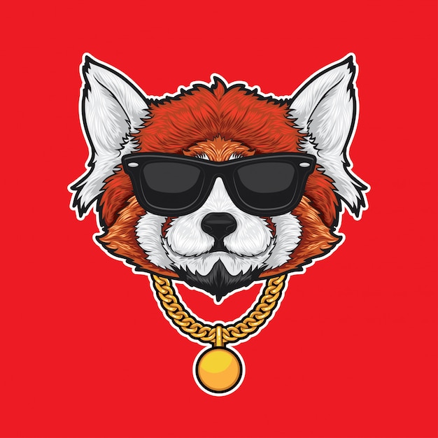 Vettore red panda hip hop