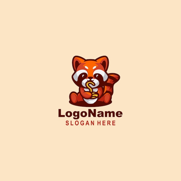 Red Panda Logo design with vector