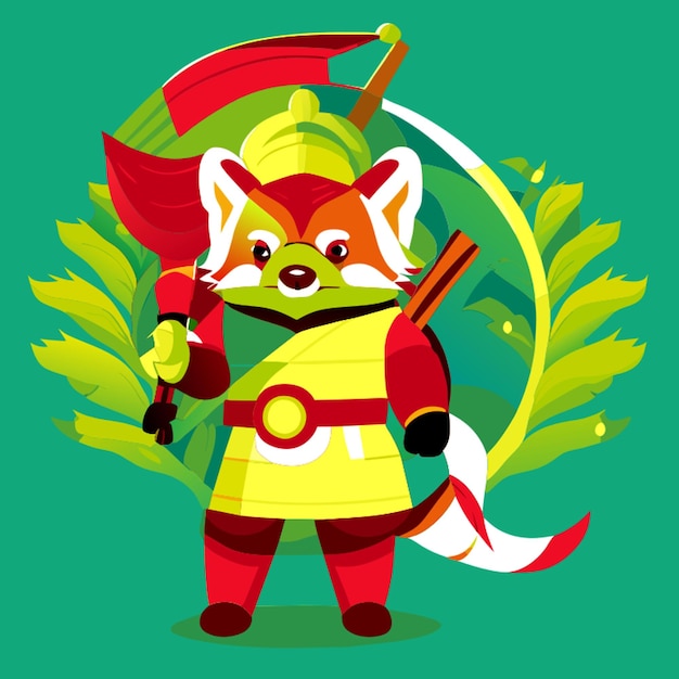 red panda warrior vector illustration