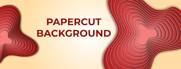 Red Paper Cut Background with Abstract Shapes