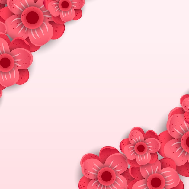 Vector red paper cut flowers vector banner