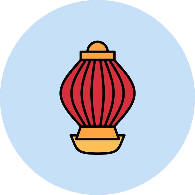 Vector red paper lantern flat illustration