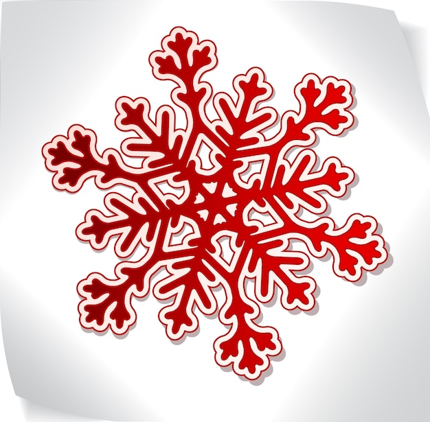 Vector red paper snowflacke over blank paper sticker